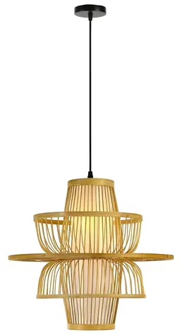 Immax Závesné svietidlo BOHO PINCHOS / E27 / O 45 cm / bambusové drevo