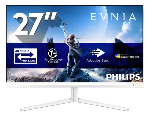 27" Philips Evnia 27M2N5901A biela / Fast IPS / 3840 x 2160 / 160Hz / 0,5ms / 450cd / HDMI 2.1 / DP / USB-C / REPRO