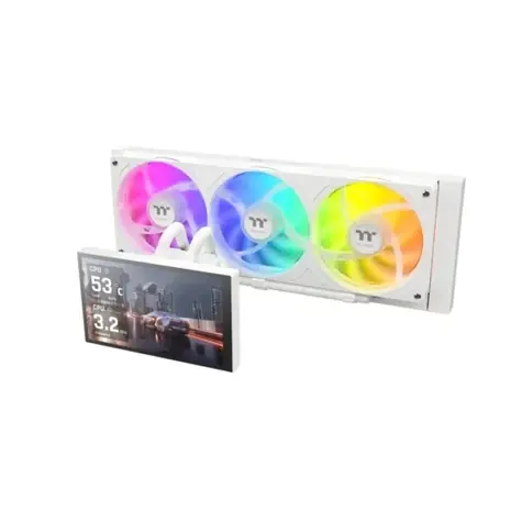 Thermaltake ST360 Ultra biela / AIO vodný chladič CPU / 7" IPS LCD / 3x 120 mm / 2500 RPM / 85.29 CFM / A-RGB