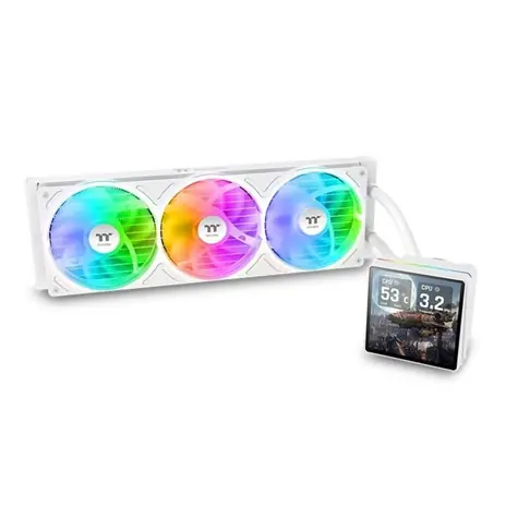 Thermaltake TH360 V3 Ultra ARGB Sync Snow Edition biela / AIO vodný chladič CPU / 3x 120 mm / 2500 RPM / 37,8 dB