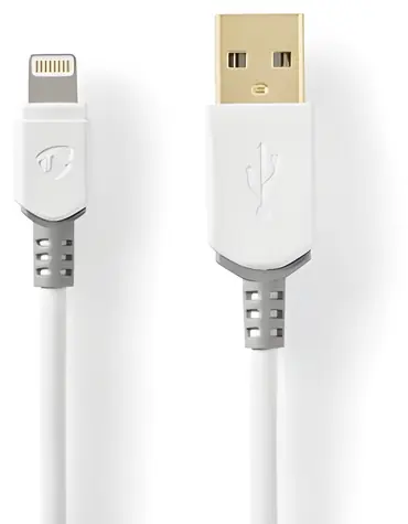 Nedis biela, šedá / Dátový kábel / USB-A (M) - Lightning (M) / USB 2.0 / 480 Mbps / pozlátené konektory / 3 m