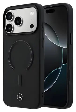 Mercedes PU Leather 3D pre iPhone 17 Pro Max čierna / Zadný kryt / PU koža / MagSafe