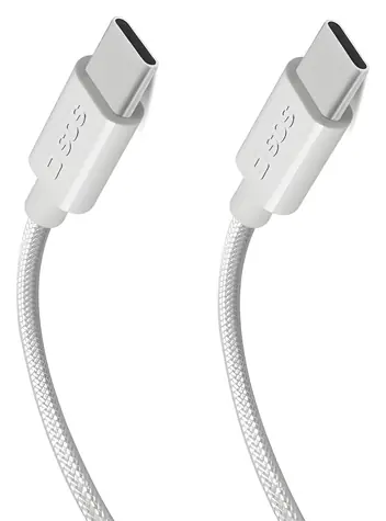 SBS USB-C - USB-C biela / Kábel / 100 W / Power Delivery / opletený / 1,5 m