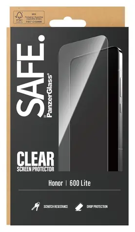 PanzerGlass SAFE pre Honor 600 Lite čierna / Tvrdené sklo / UWF