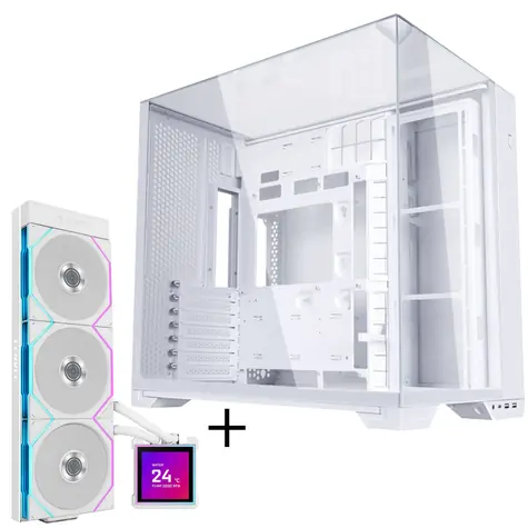Lian Li O11 Vision Compact + HydroShift II LCD-S 360TL biela / Bundle skriňa + AiO chladenie / 360 mm / LCD / Intel + AMD