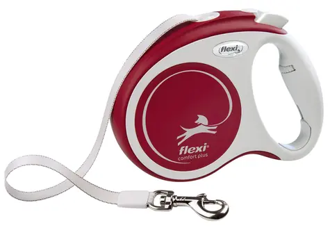 FLEXI Vodítko Comfort PLUS M červené / Opasok 5 m / Samonavíjacie / Pre psov do 25 kg