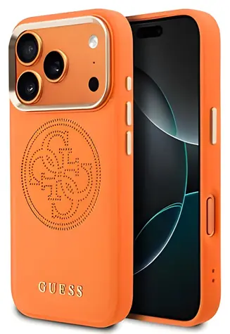 Guess PU Perforated 4G Logo Oranžová / Zadný kryt / MagSafe / iPhone 17 Pro Max