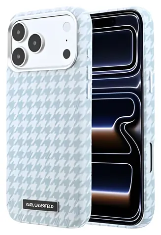 Karl Lagerfeld Houndstooth Resin Plate modrá / Zadný kryt / MagSafe / PU / iPhone 17 Pro Max