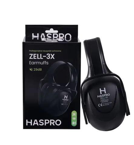 Haspro ZELL-3X čierna / Chrániče sluchu / SNR 29 dB / nastaviteľné S/M/L / CE
