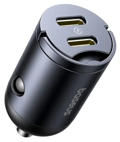 Baseus Tiny Star Mini 2× USB-C Cosmic Black / Nabíjačka do auta / 30W / PD / do autozapaľovača