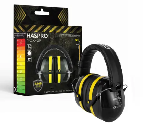 Haspro NOX-5F čierna / Chrániče sluchu / SNR 32 dB / 340 g / skladacia / EN 352-1