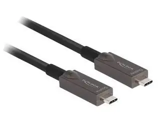 DeLock Aktívny optický kábel USB-C na USB-C 10 m / USB 3.2 Gen 2 / DisplayPort 1.4 / 20V 3A