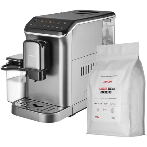 Sencor SES 8000BK čierna / Automatický kávovar / 20 bar / 1350 W / set s 1 kg kávy