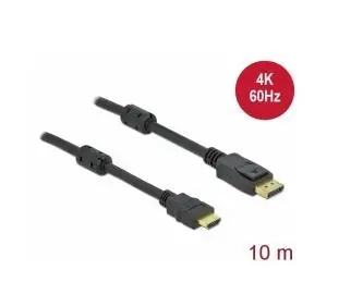 DeLock Kábel Active DisplayPort 1.2 (M) - HDMI 10 m čierna / 4K / 60 Hz