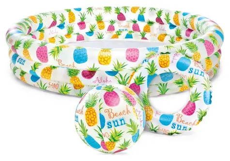 INTEX Nafukovací bazénový set Hawaii / 132 x 28 cm / 3 vzduchové komory / plávací kruh + lopta 51 cm