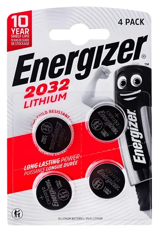 Energizer CR2032 / Gombíková batéria / Lítiová / 3 V / 4 ks