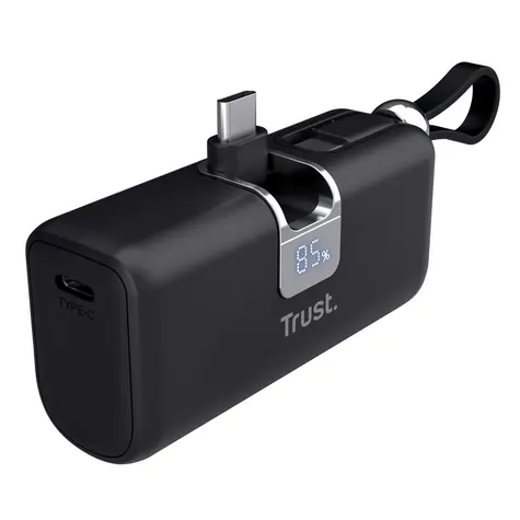 Trust Pacto 5000 PD Pocket čierna / Powerbanka / 5000 mAh / USB-C PD / 20W / LED displej