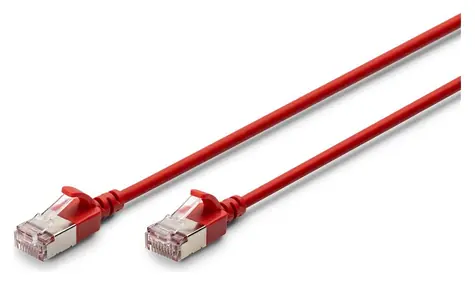 Digitus Slim červená / Patch kábel / Cat 6A / F/FTP / 0,3 m / 500 MHz / PoE+