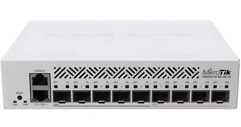Mikrotik CRS310-1G-5S-4S+IN / Cloud Router Switch / 5x SFP / 4X SFP+ 10G / 1x Gbit LAN PoE-in / RouterOS L5