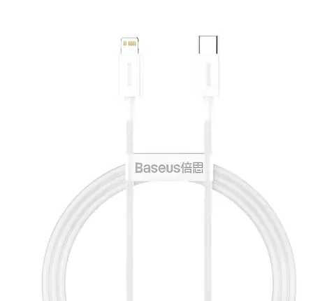 Baseus Superior biela / Kábel USB-C/Lightning / 1 m / 20W / 480 Mb/s