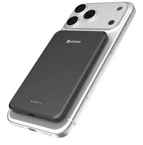 eSTUFF Magnetic Power Bank 5.000 mAh čierna / Powerbanka / magnetická / USB-C / rýchlonabíjanie