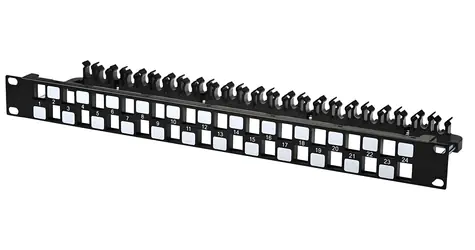 Lanview STP Cat6a 24 portov čierny / Patch panel / 19" / 1U / RJ-45 / oceľ