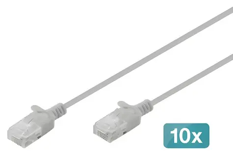 Digitus šedý / Patch kábel / Cat6 U/UTP Slim / 2 m / 10 ks