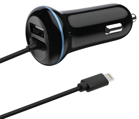2GO 12W čierna / Nabíjačka do auta / 1x USB-A / Lightning kábel / 140 cm