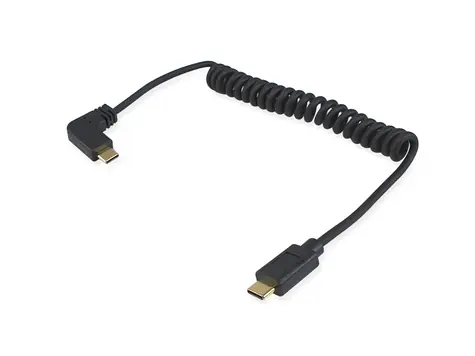 Equip čierna / Kábel USB-C na USB-C / USB 2.0 / 90 ° špirálový / 1 m