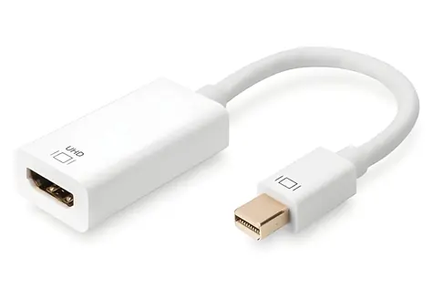 Digitus mini DisplayPort - HDMI biela / Redukcia / aktívna / 4K 60Hz / HDCP 2.2 / 0,2 m