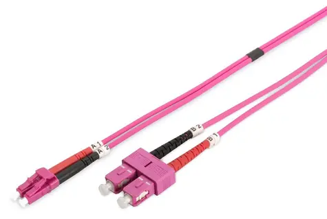 Digitus fialová / Optický patch kábel LC-SC / Multimode OM4 / Duplex / 1 m