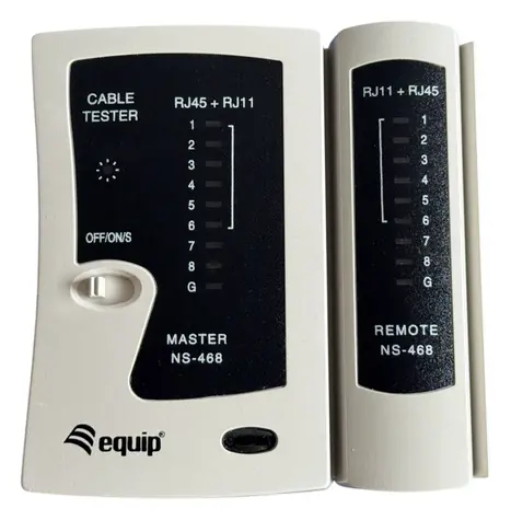 Equip biela / Tester káblov / RJ45, RJ11, RJ12 / LED indikácia testu