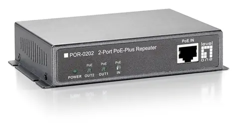 LevelOne PoE repeater čierna / PoE repeater / 3x Fast Ethernet / dosah +100 m / nástenná montáž