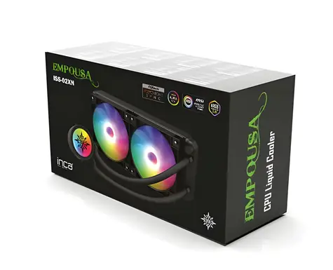INCA Empousa ISS-02XN čierna / Vodný chladič CPU / 2x 120 mm / ARGB / 1800 RPM / PWM / pre Intel & AMD