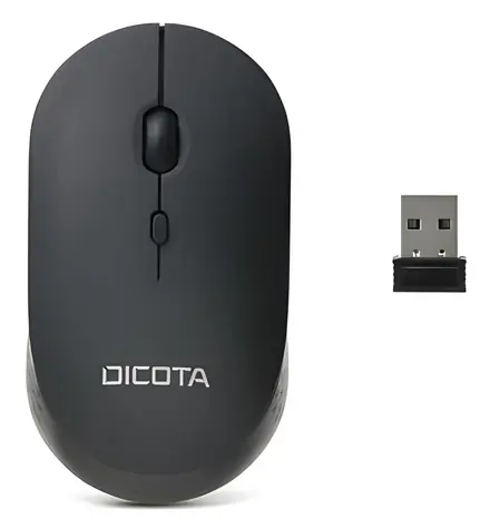 Dicota Silent V2 čierna / Bezdrôtová optická myš / tichá / 800-1600 DPI