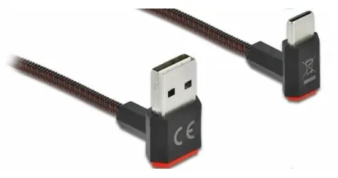 DeLock Easy-USB 2.0 čierna / Kábel / USB-A - USB-C / 2 m / Zalomené konektory