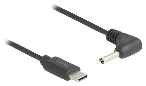 DeLock USB-C - DC 3,5 x 1,35 mm 90 ° čierna / Napájací kábel / 1,5 m / 5 V / 1 A