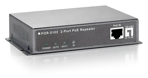 LevelOne PoE repeater 3x FE, kaskádovateľný / Sieťový repeater / IEEE 802.3 AF / dosah 100 m