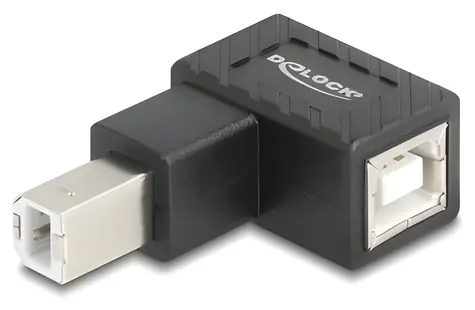 DeLock 67204 čierna / Redukcia USB 2.0 / Type-B - Type-B / priamy - pravouhlý dole