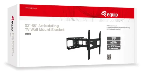 Equip Držiak TV 32-55" čierna / Držiak TV / naklápací a otočný / VESA 400x400 mm / nosnosť 50 kg