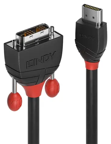 Lindy Black Line čierna / HDMI - DVI-D kábel / 10 m / Single Link / 1920×1200 px