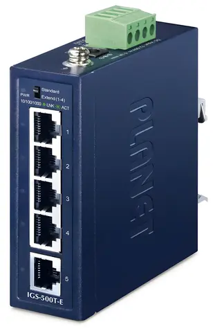 Planet IGS-500T-E / Switch / priemyselný / 5x GLAN / neriadený