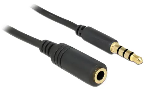 DeLock čierny / Predlžovací kábel Jack 3,5 mm / iPhone 4pin / 3 m / pozlátené konektory