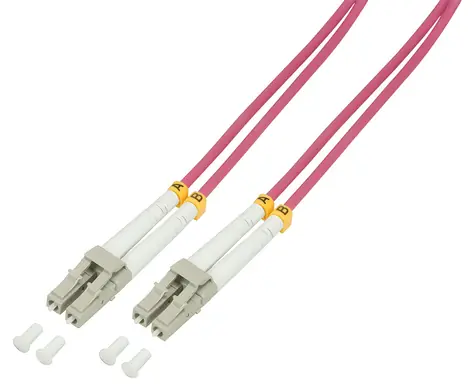 LogiLink OM4 LC-UPC fialová / Optický patch kábel / Duplex / Multimode / 50 m