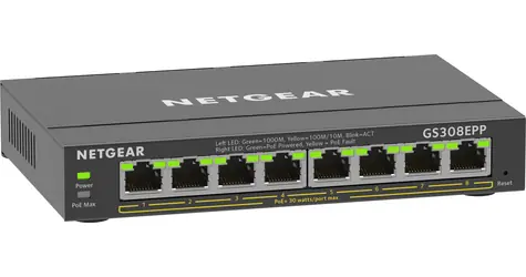 Netgear GS308EPP-100PES čierna / Switch / 8x Gigabit PoE+ / 123 W / riadený