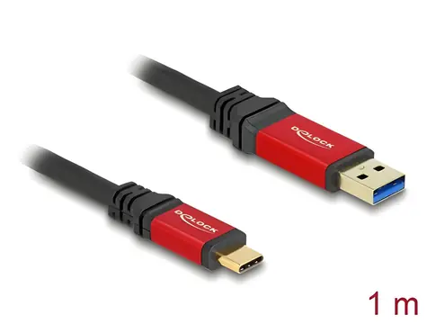 DeLock USB-A - USB-C 1 m čierna, červená / Kábel / USB 3.2 Gen 2 / 10 Gbps