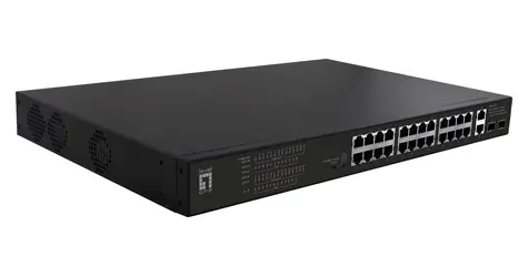LevelOne FGP-2831 / Switch / 24x FE PoE+ / 2x GE / 2x SFP / 390W / 19" / Neriadený