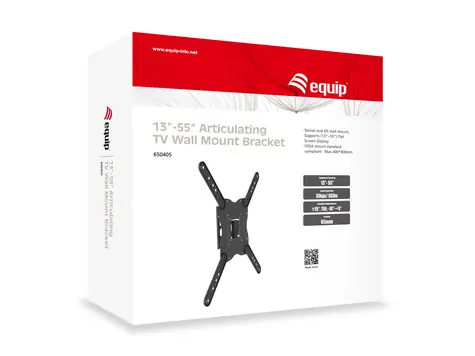Equip 13"-55" 30 kg čierna / Nástenný držiak TV / Náklon a otočenie / VESA 400x400 mm / Oceľ