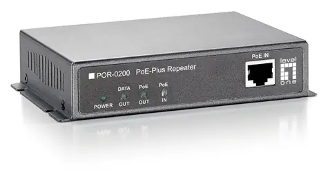 LevelOne PoE repeater čierna / Sieťový opakovač / 2x PoE FE / dosah 200 m / kaskádovateľný