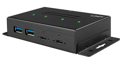 Lindy Metal Hub 4 Port čierna / USB hub / USB-C / 4 porty / USB 3.2 Gen 2 / 10 Gbit/s